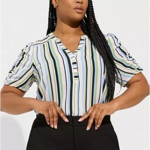 Torrid Harper Georgette Ruched Short Sleeve Blouse sz 3